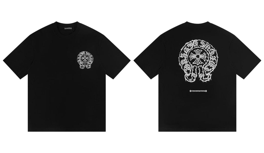Chrome Hearts Summer Embroidery Print Cotton T-Shirt Short-Sleeve