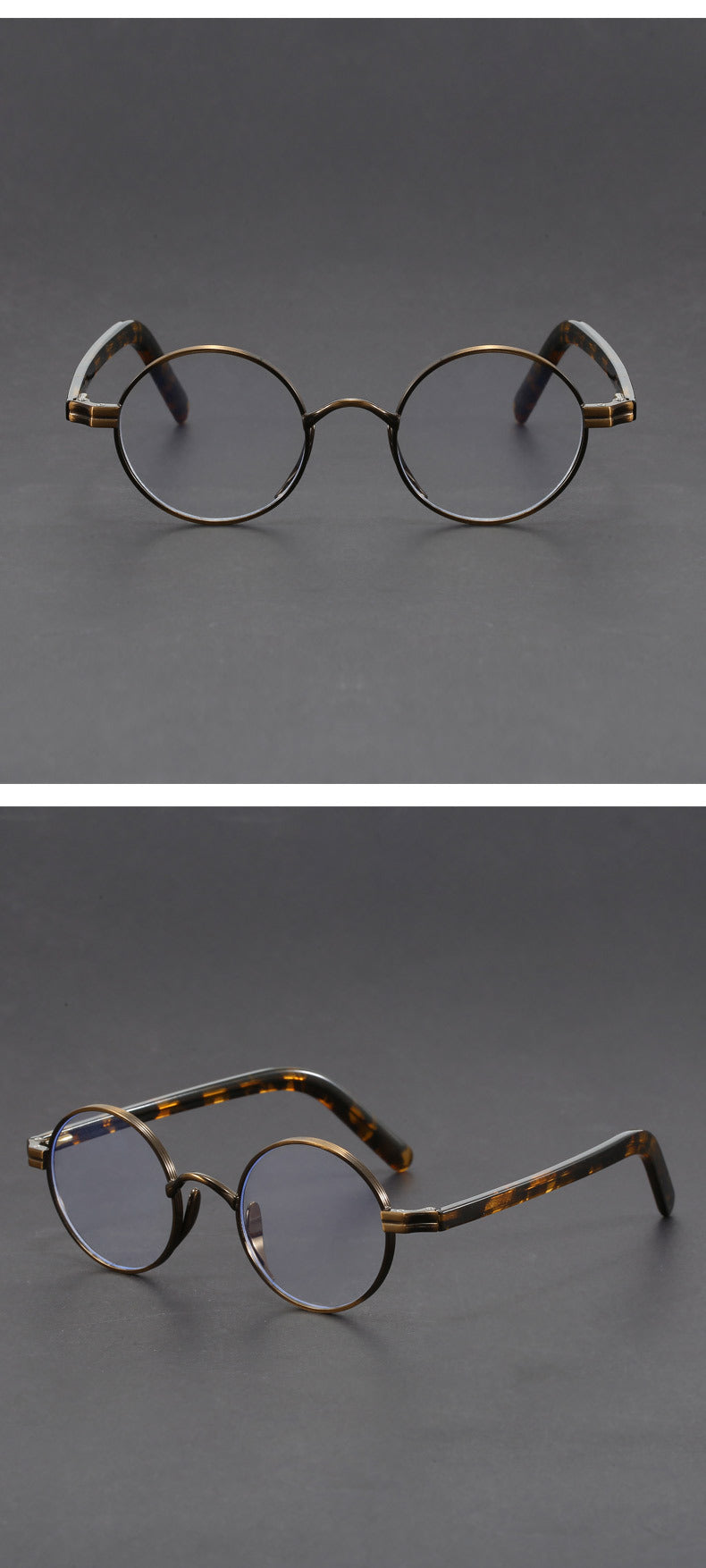 Small round gold-rimmed eyeglasses