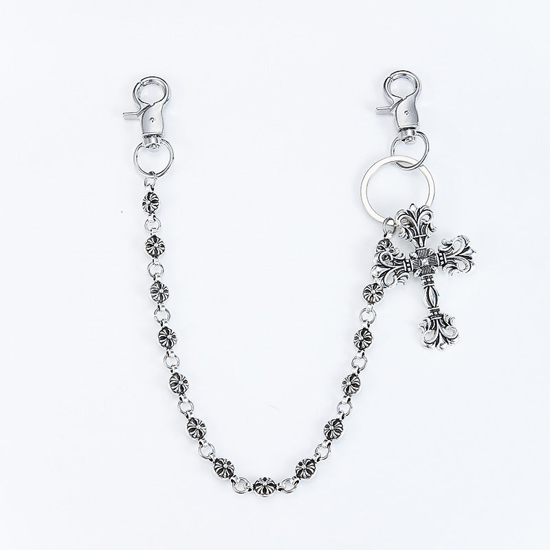 Chrome Hearts flame cross pants chain