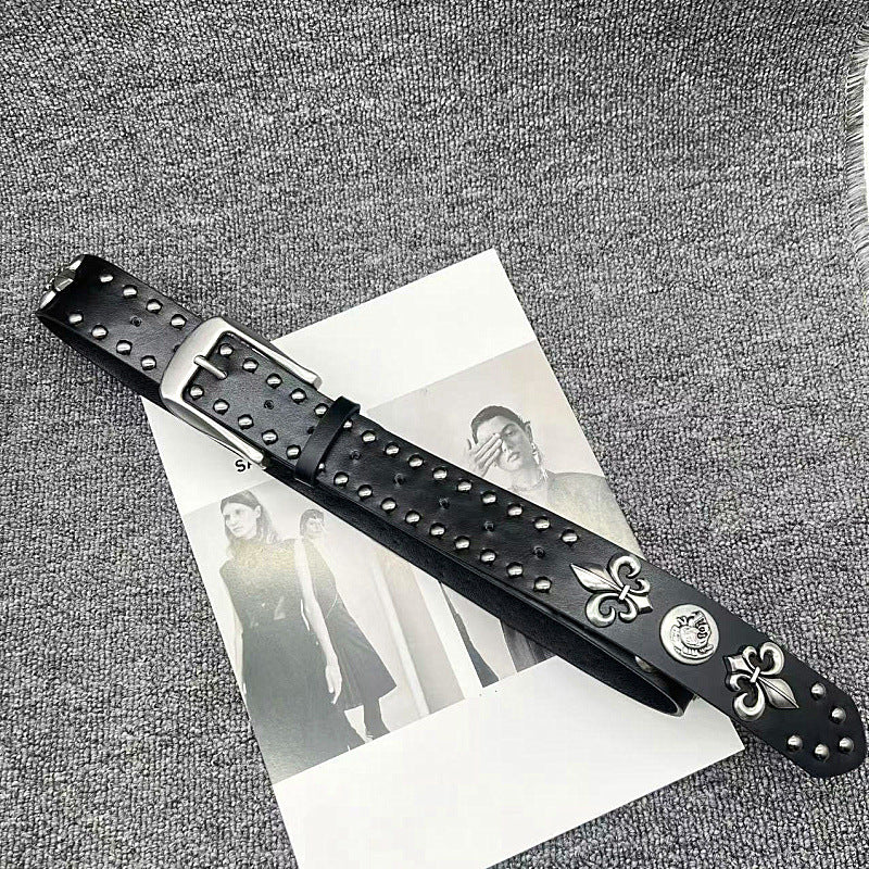 Chrome Hearts studded military floral pin buckle metal belt