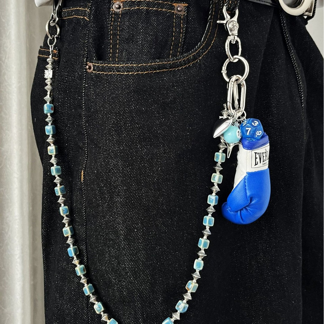 Ceramic Square Bead Boxing Glove Handmade Pants Chain