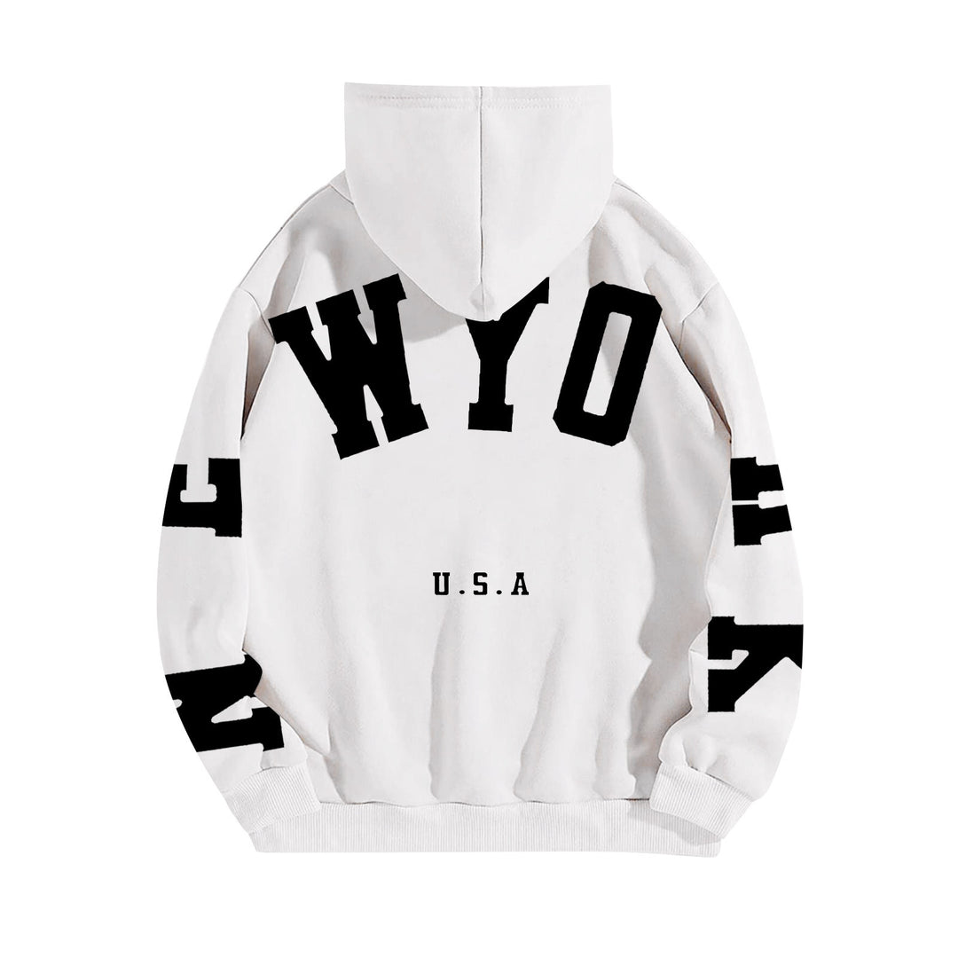 wyo newyork letter print hoodie, loose fit, oversized hoodie