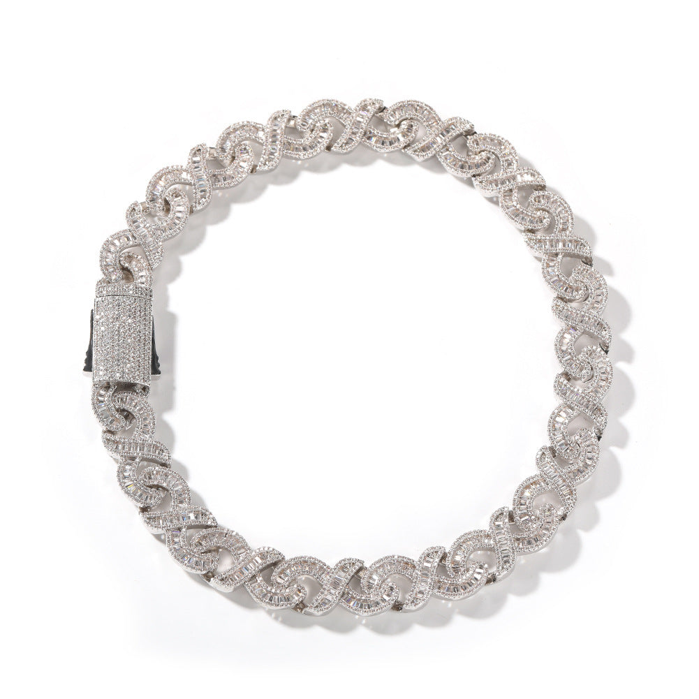 Geometric "T" & Infinity 15mm Diamond-Encrusted Cuban Chain