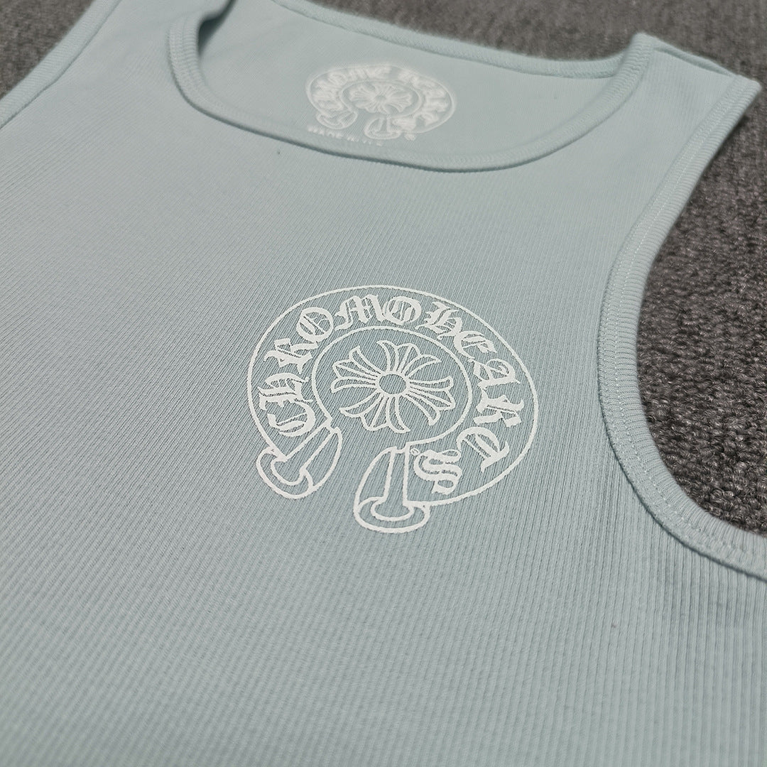 Chloe Heart Blue Horseshoe Print Vest
