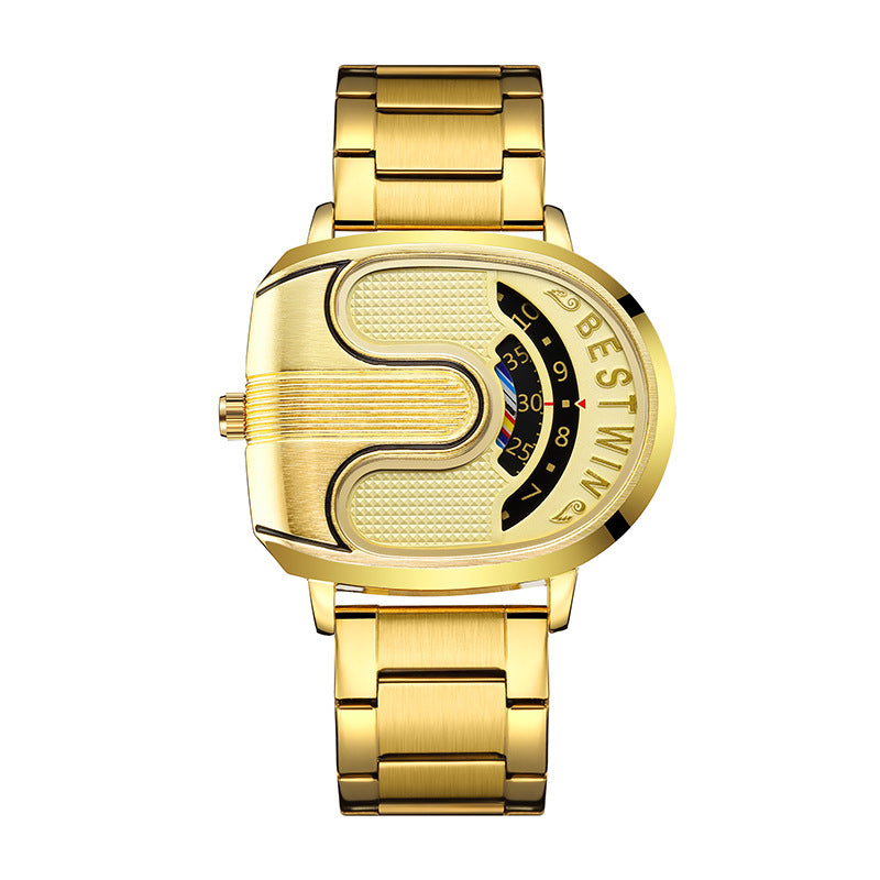 Stylish Gold U-Shaped Men's Watch