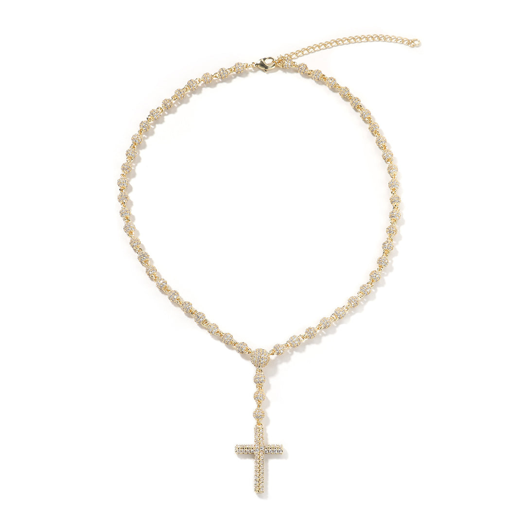 Rosary Clavicle Chain Cross Pendant Beaded Chain