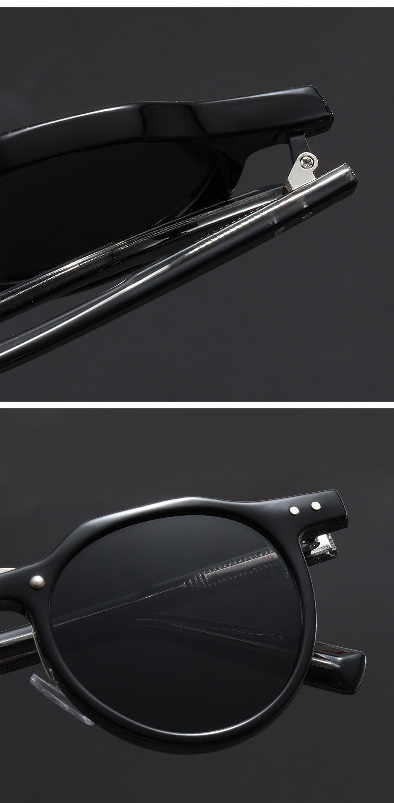Punk small round frame faux acetate sunglasses