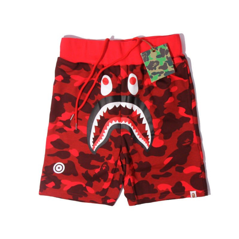 BAPE camouflage letter shark shorts five-point casual pants