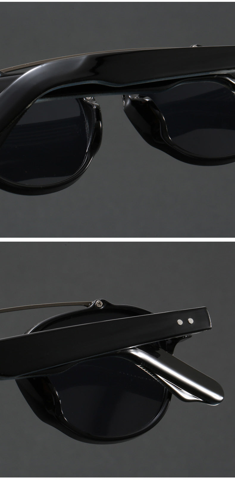 Retro Double Bridge Round Frame Slimming Sunglasses