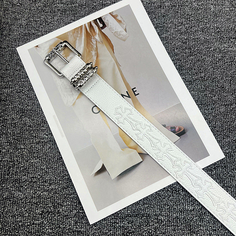 Chrome Hearts Leather pasted Roller type Hollow Vine Needle buckle Belt