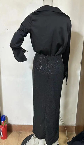 Fashionable and elegant hot diamond slit hip skirt suit