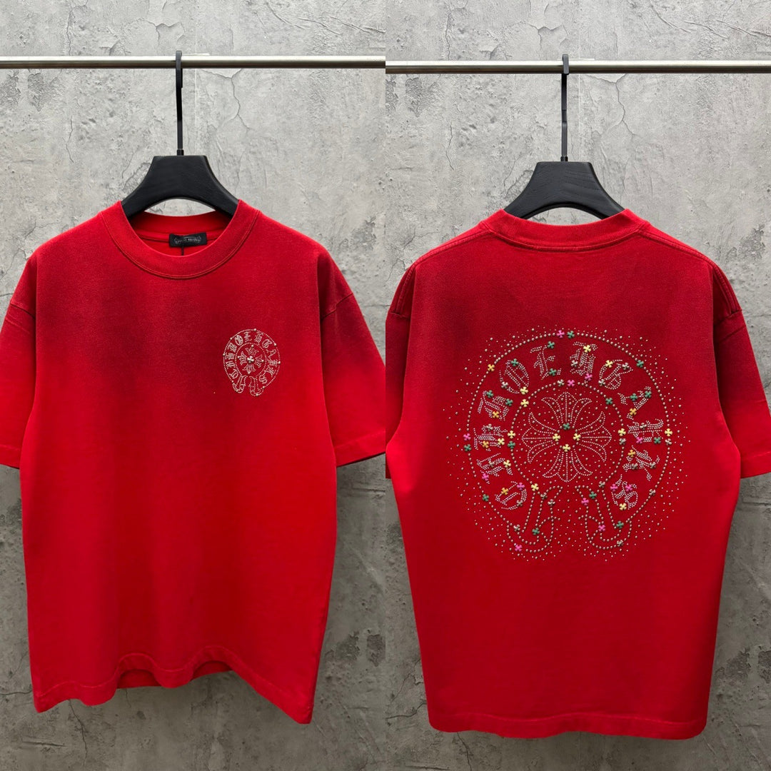Chrome Hearts American style appliqué embroidered couple T-shirt