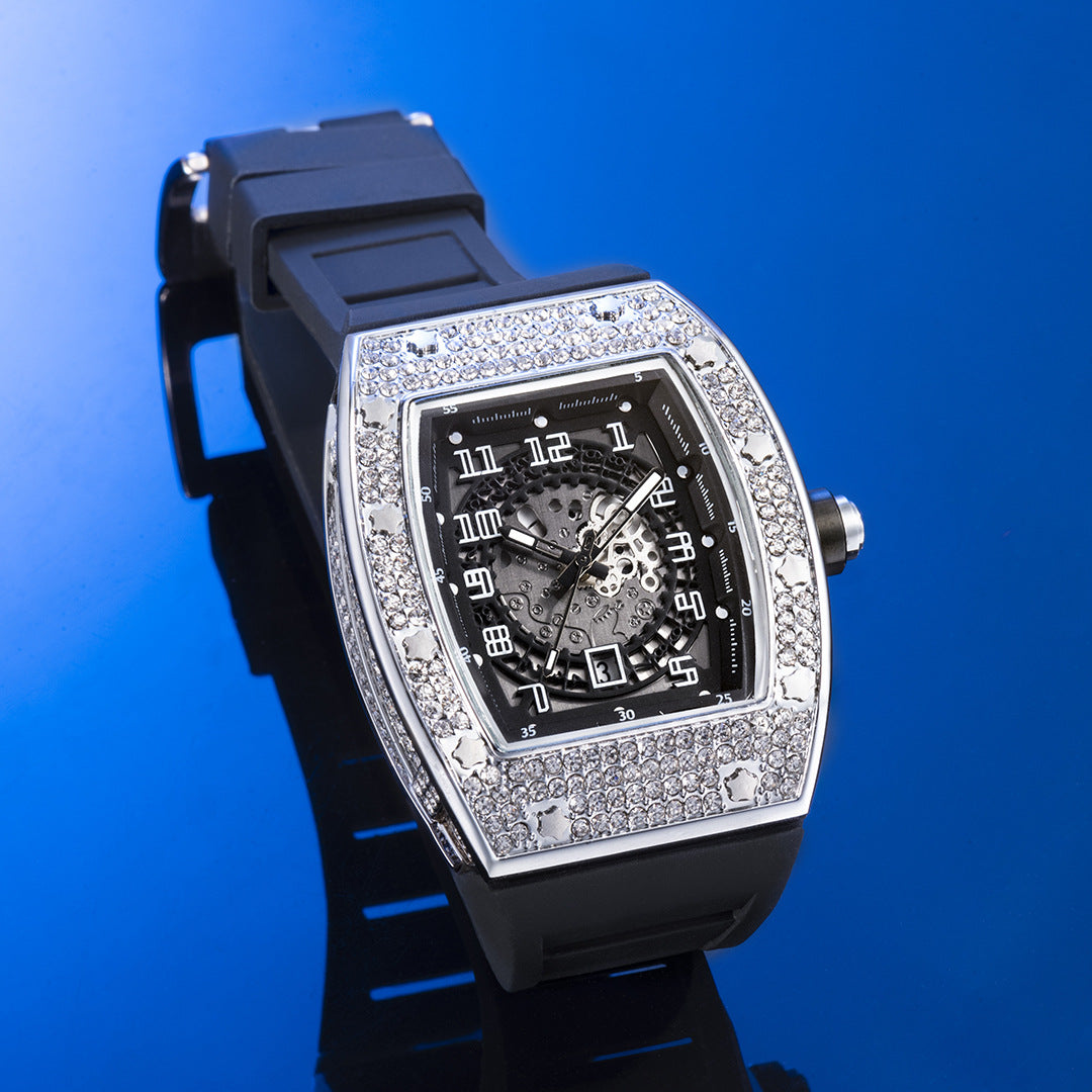 Tonneau-Shaped Quartz Watches with Silicone Straps
