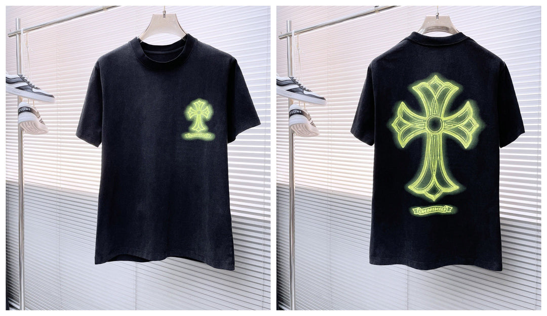 Chrome Hearts Summer Embroidery Print Cotton T-Shirt Short-Sleeve
