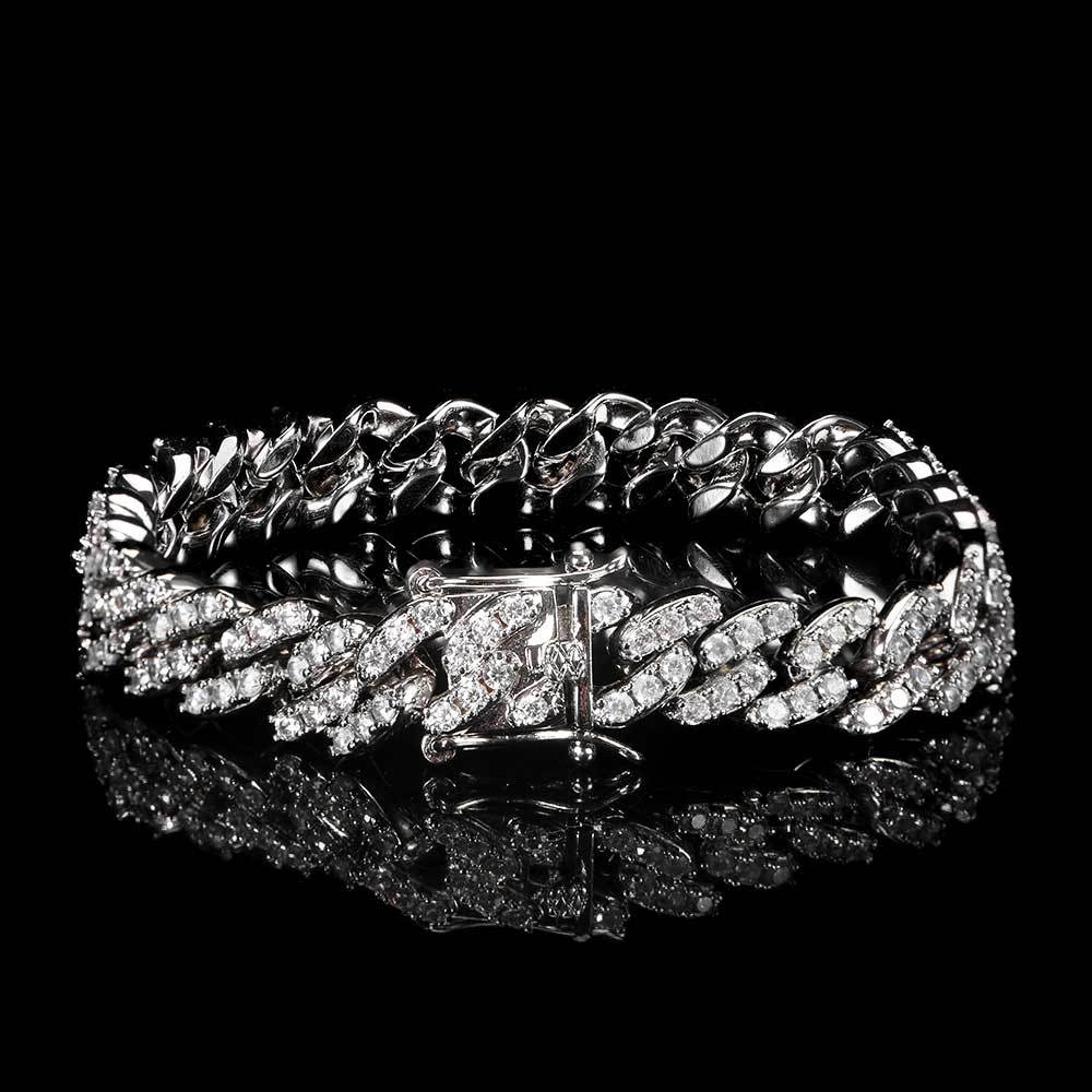 9mm Single-Row Zircon Cuban Link Bracelet