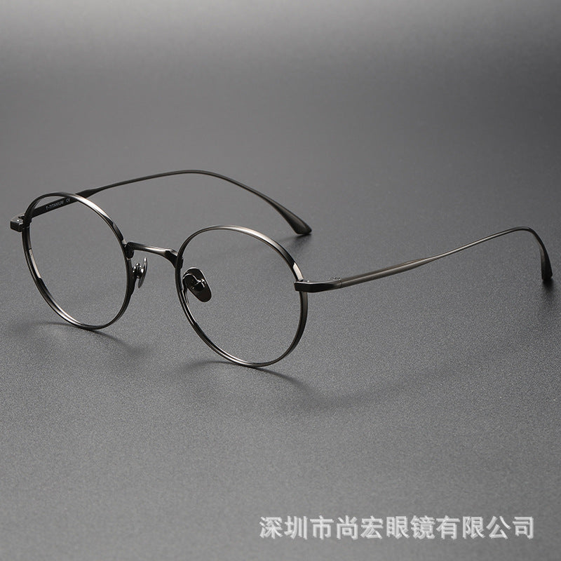 Pure titanium women's retro round handmade glasses frame