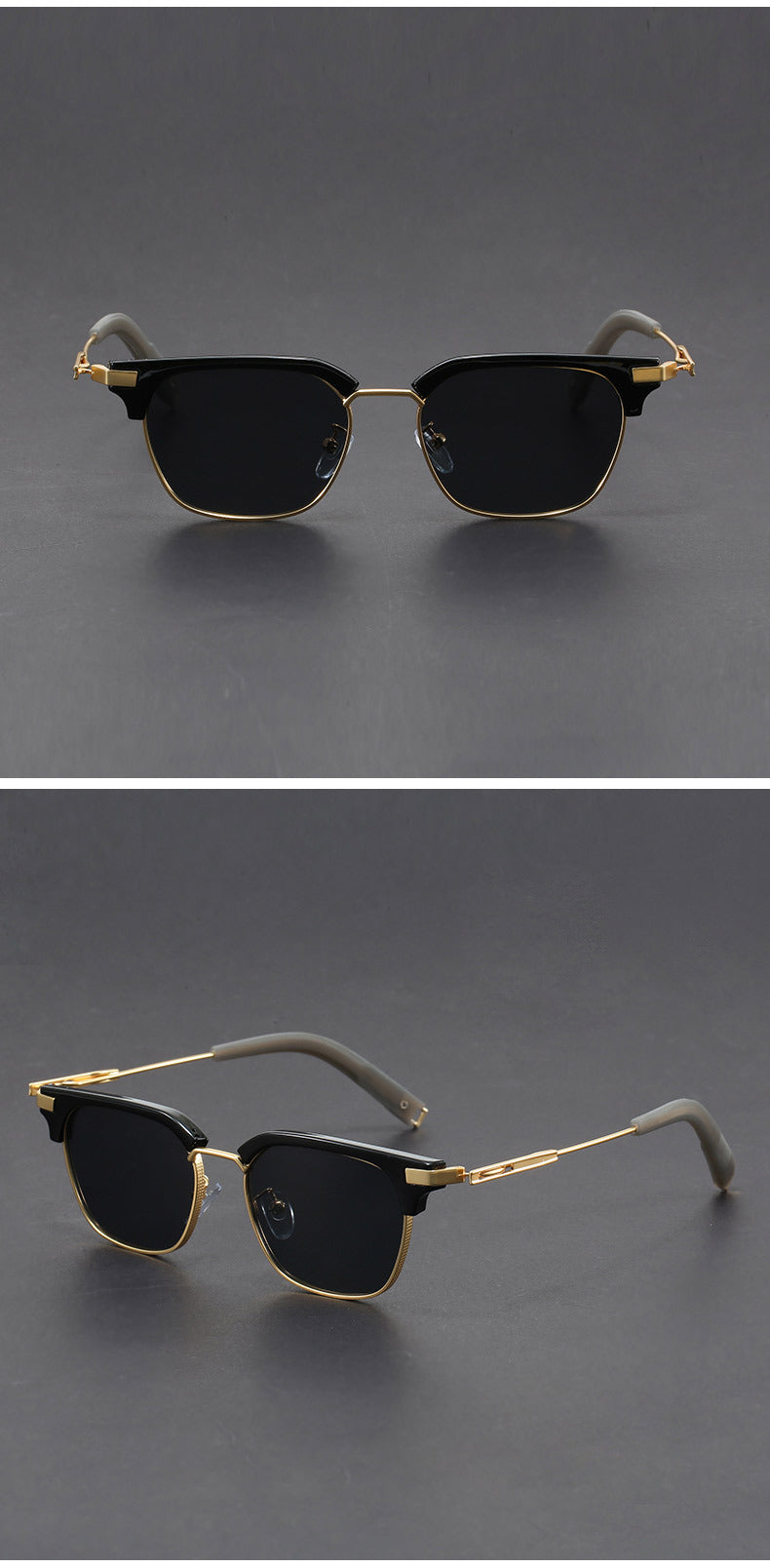 Classic half-rimmed browline Clubmaster sunglasses