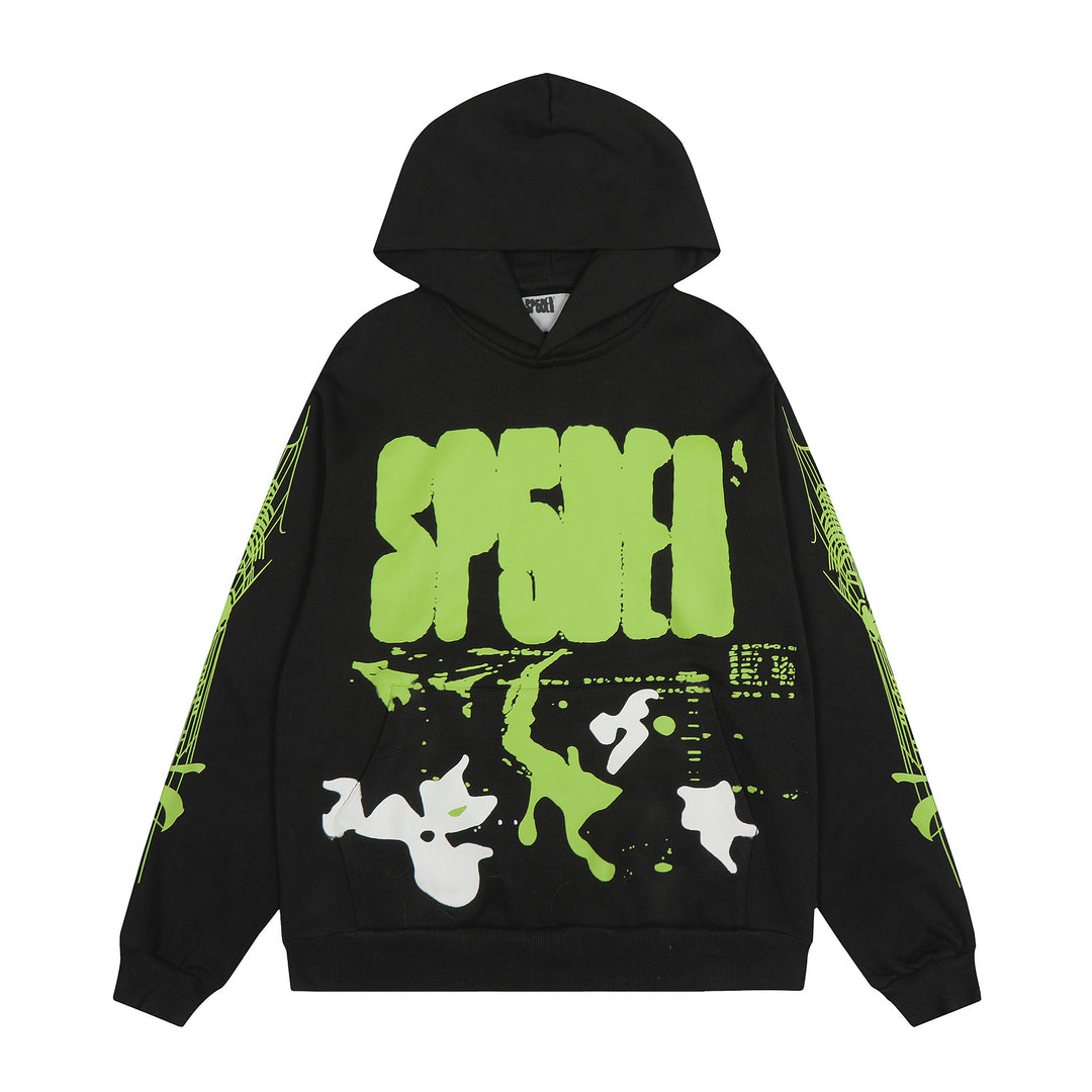 Sp5der patterned beaded 555555 hoodie and trousers