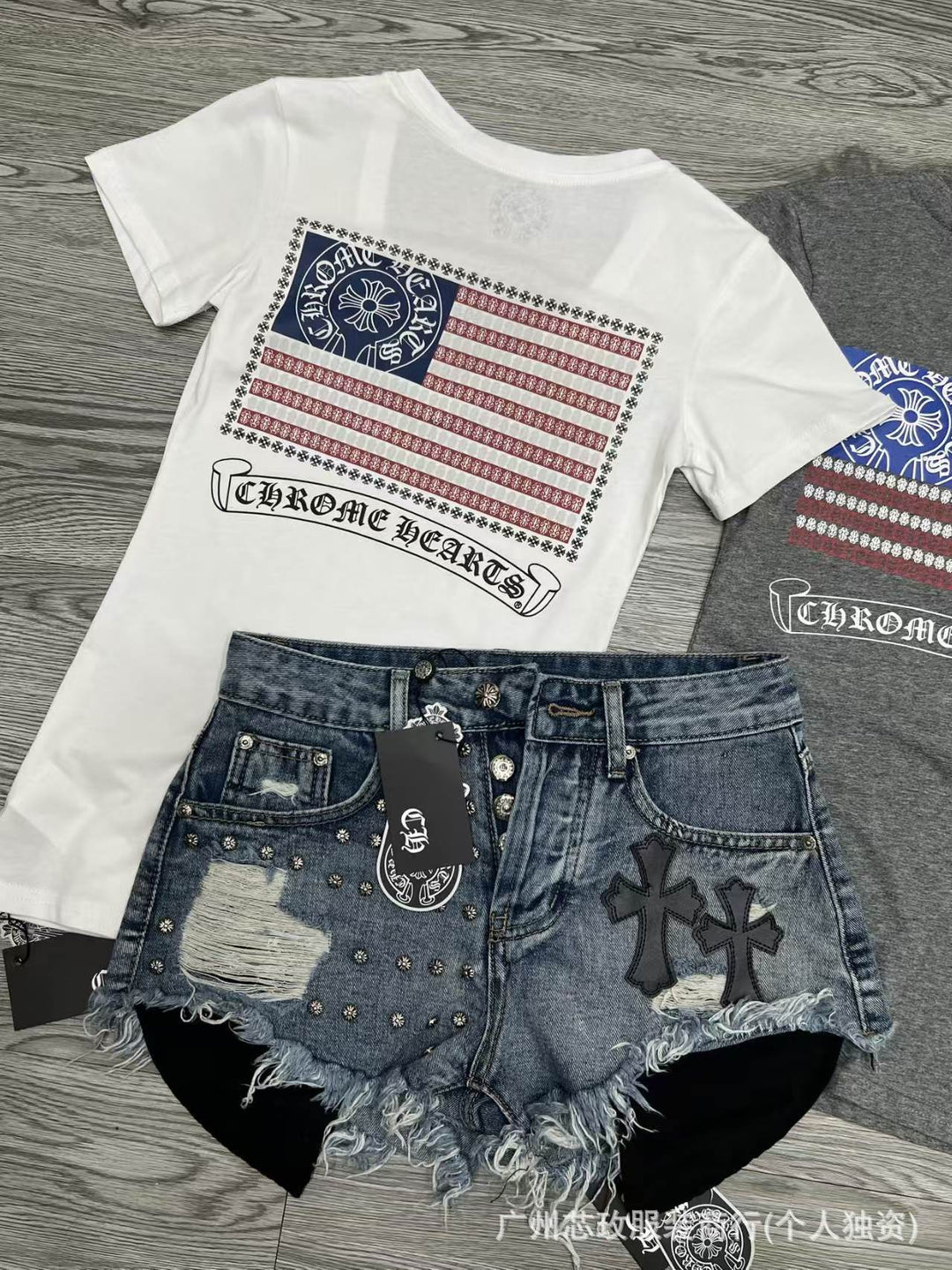 Chrome Hearts Cross Rivet Design Hip Hop Shorts