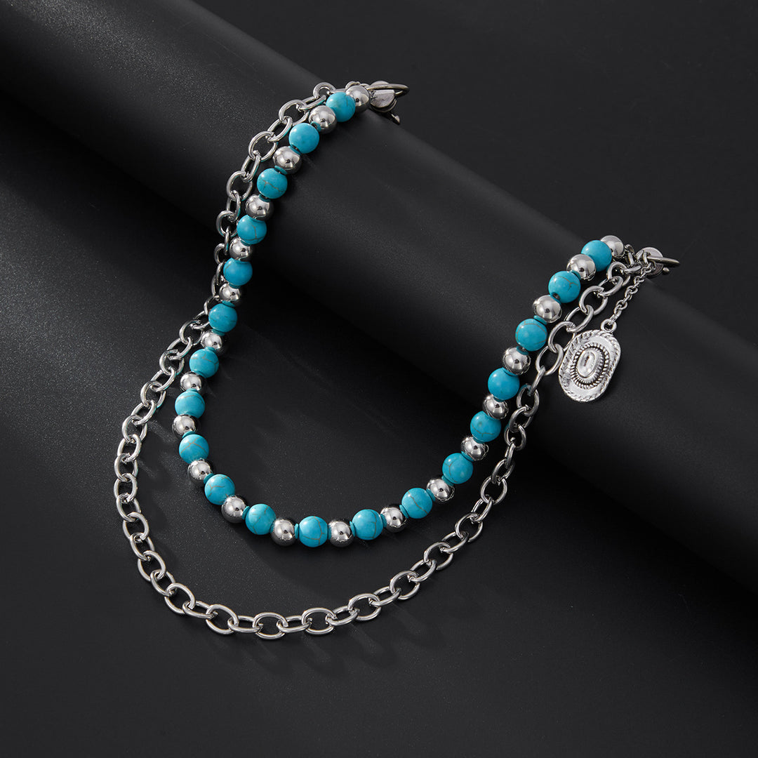 Turquoise Round-Bead Waist Chain