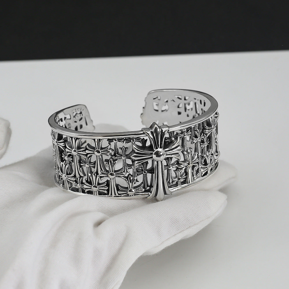 Retro hollow wide open bracelet