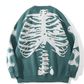 Skull round neck long sleeve sweater