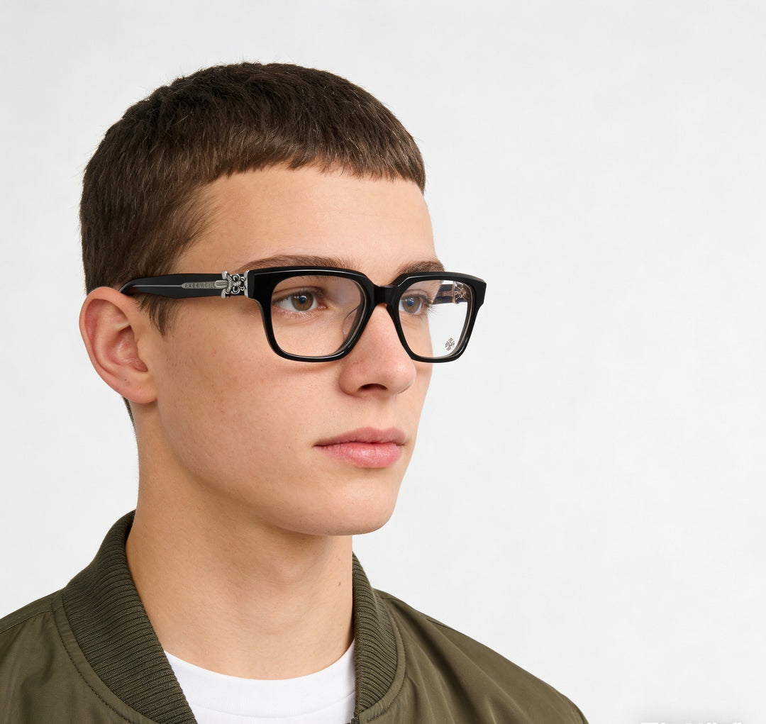 Chrome Hearts exquisitely carved pattern large-frame eyeglasses