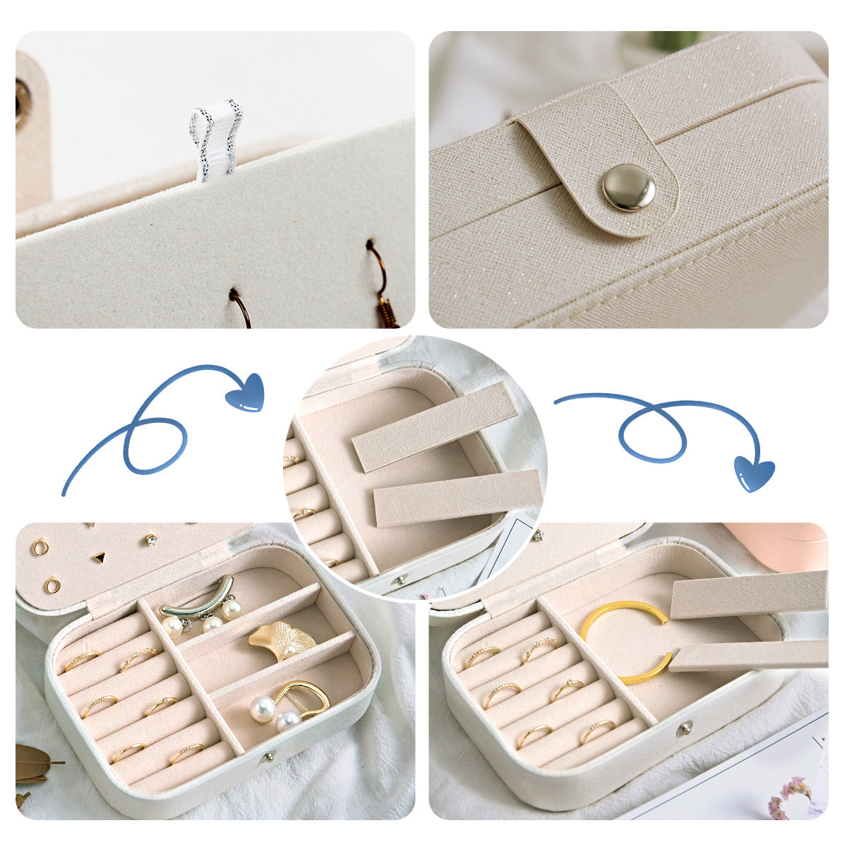 Portable travel girl multi-layer jewelry box