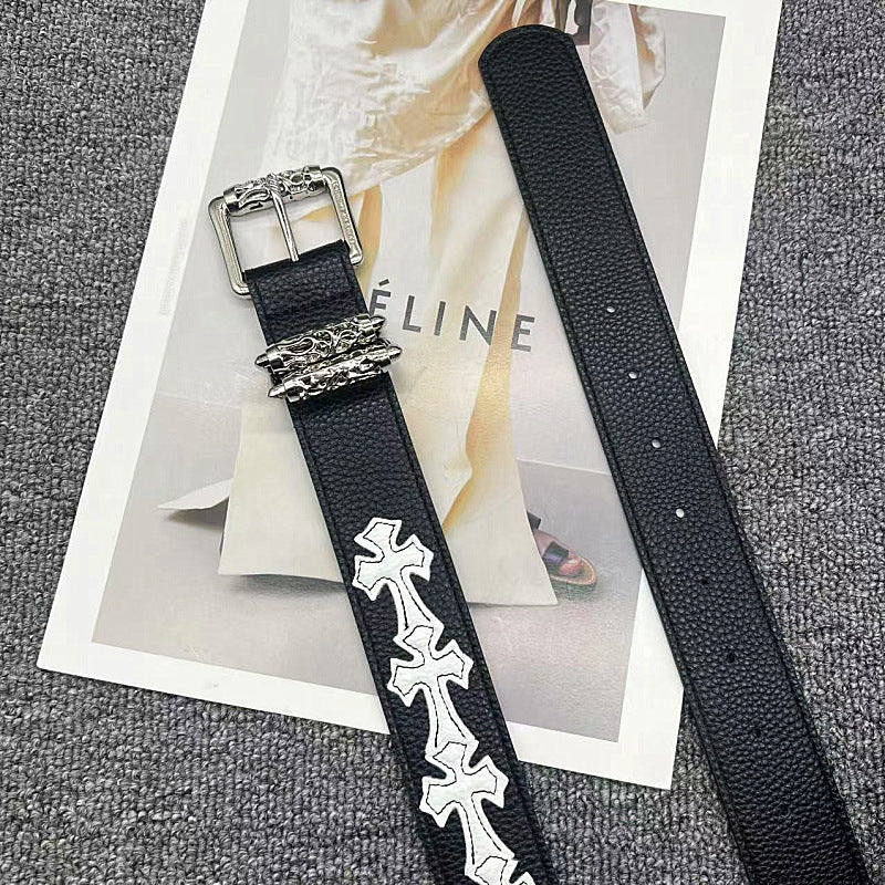 Chrome Hearts Leather pasted Roller type Hollow Vine Needle buckle Belt