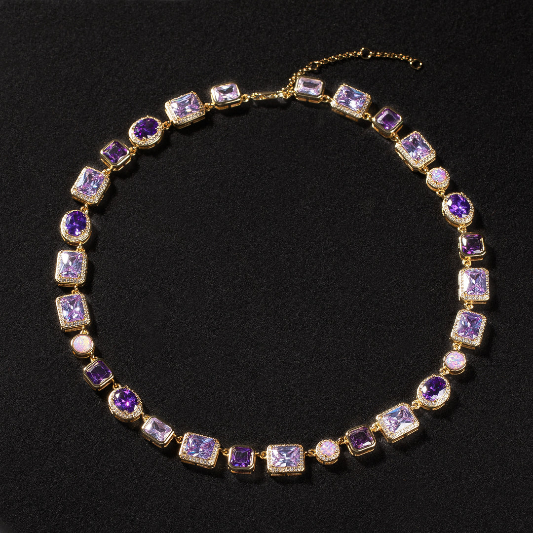 10mm Geometric Purple Gemstone Necklace