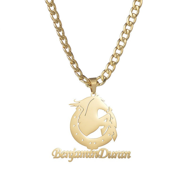 Custom Horse Name Necklace Stainless Steel Personalized Jewelry