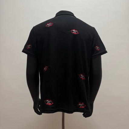 Chrome Hearts red lip print polo shirt