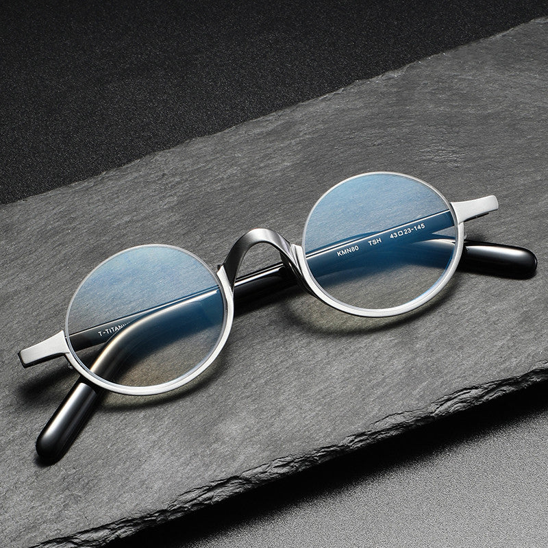 KMN80 round semi-rimless pure titanium glasses