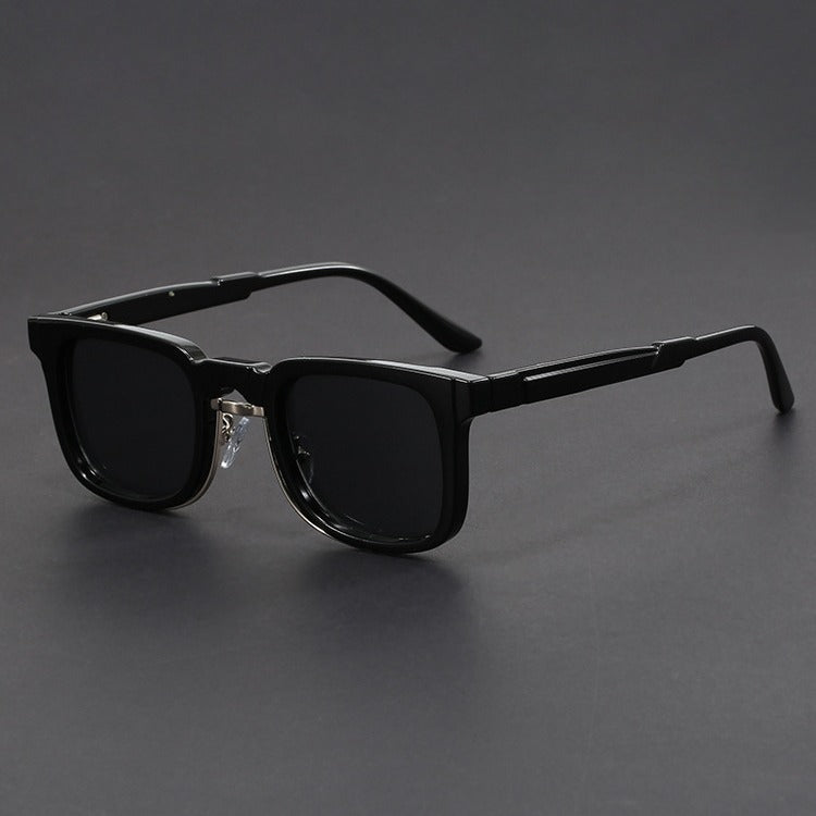 Retro European and American Square Sunglasses with Spring Temples