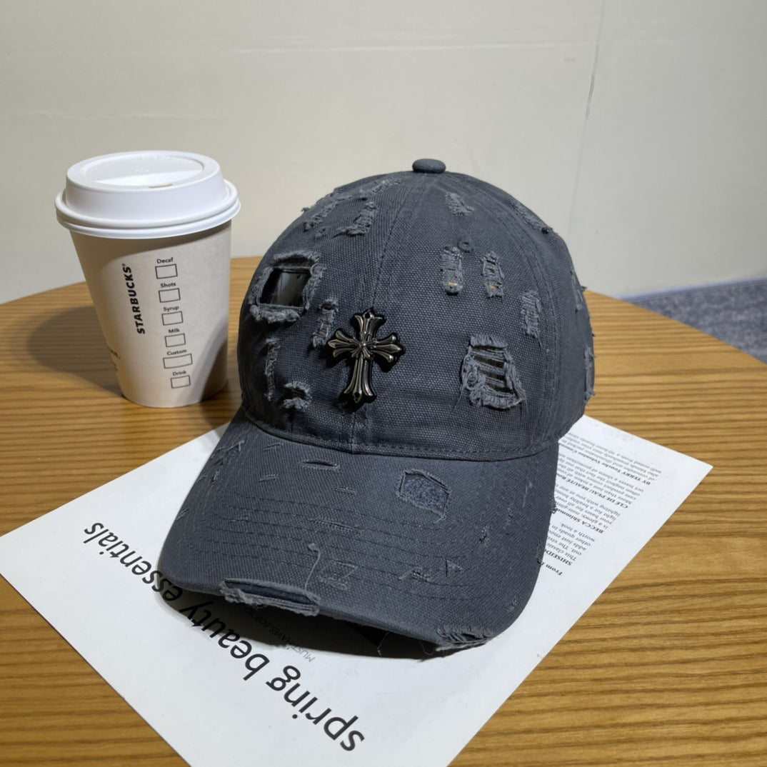 Chrome Hearts Ripped Denim Baseball Cap