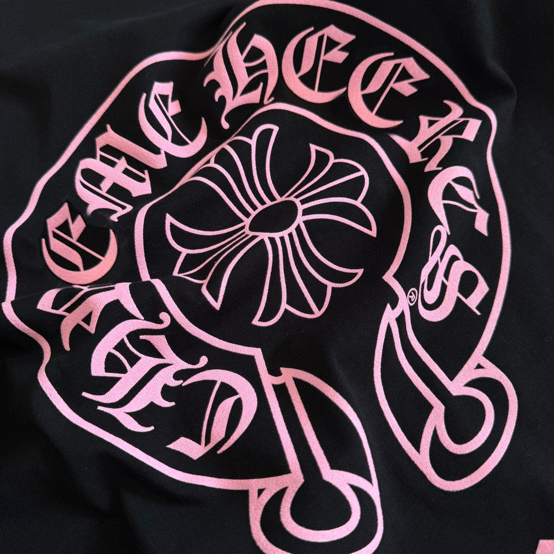 Chrome Hearts Pink Horseshoe Print Short-Sleeve T-Shirt