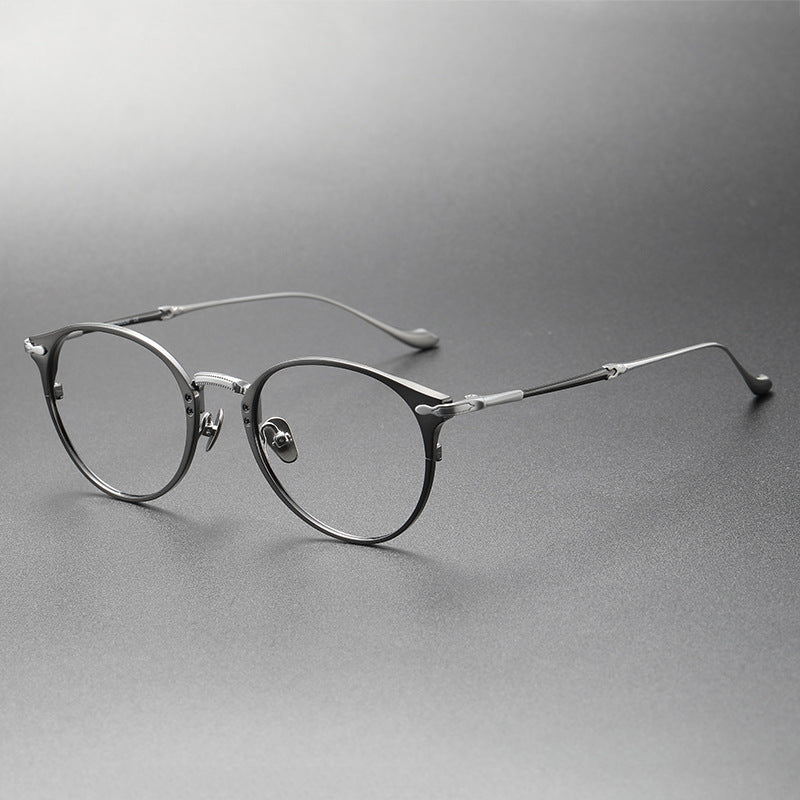 Retro Round Glasses Two-Tone Titanium & Acetate Frame