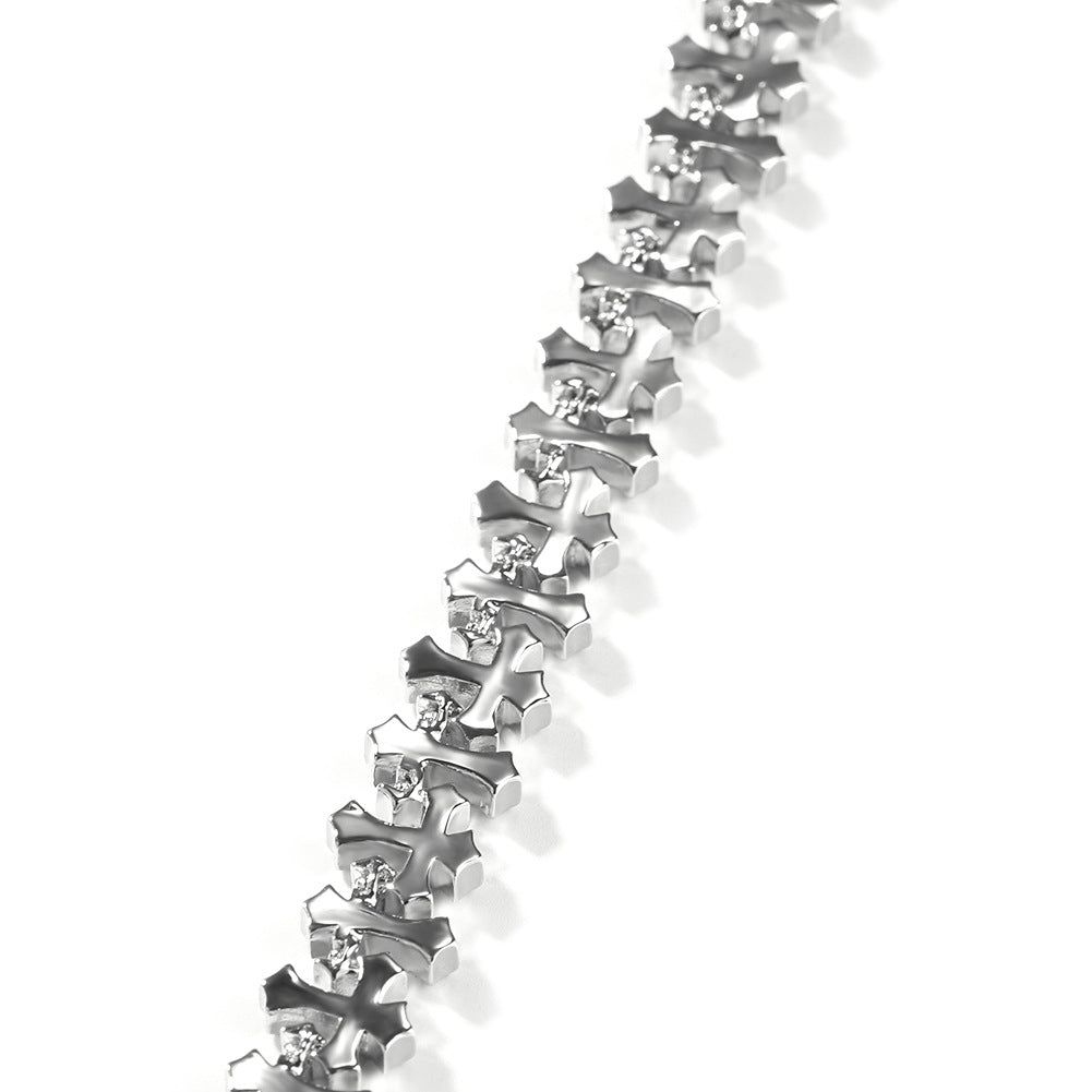 Hip-hop 11.5MM zircon-encrusted cross bracelet