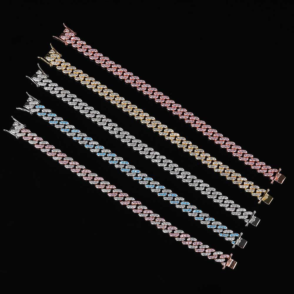 9mm Single-Row Zircon Cuban Link Bracelet