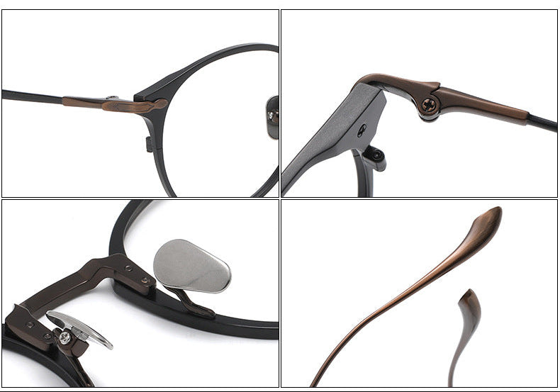 Retro Round Glasses Two-Tone Titanium & Acetate Frame