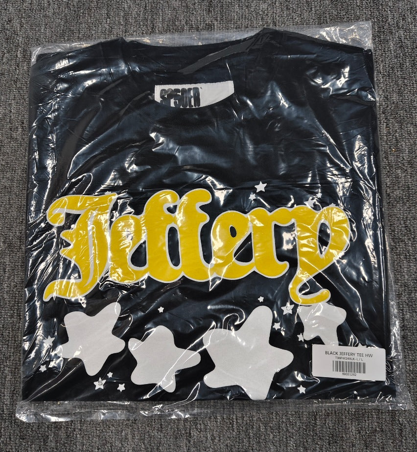 Hip-hop SP5der loose-fitting spider web T-shirt with lettering