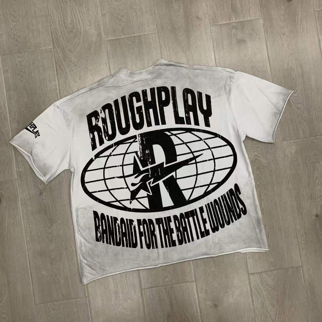 RoughPlay NYC Distressed, Ripped, and Sparkling Short-Sleeve T-Shirt