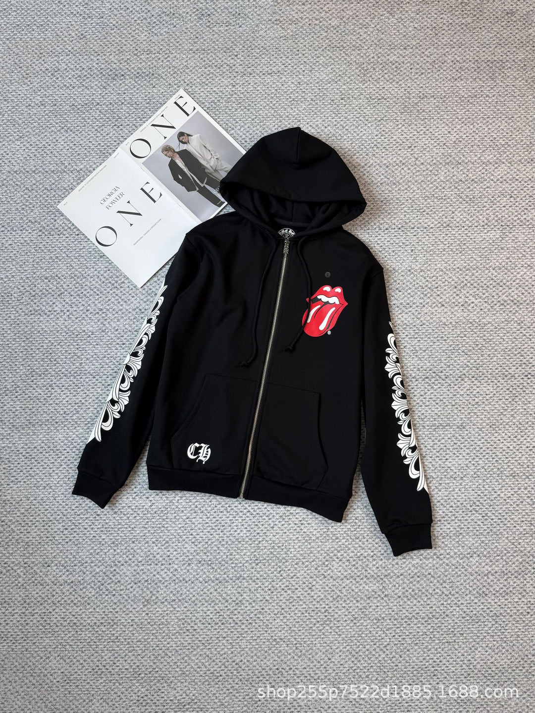 Chrome Hearts Red Lips hooded sweatshirt jacket