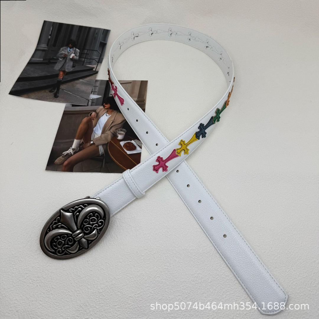 Chrome Hearts Cross-Motif Classic Leather Belt