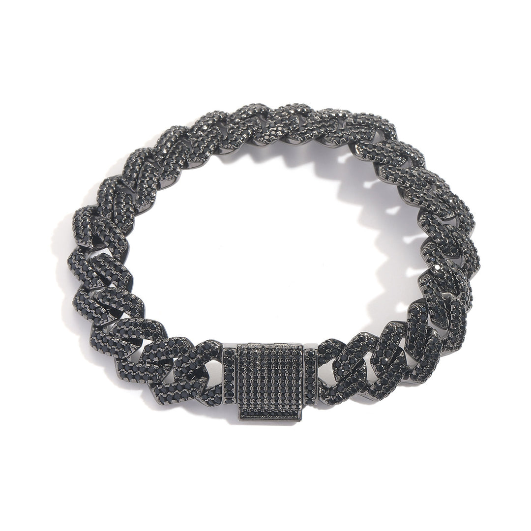 Hip-Hop Black Zirconia Rhombus Cuban Link Chain