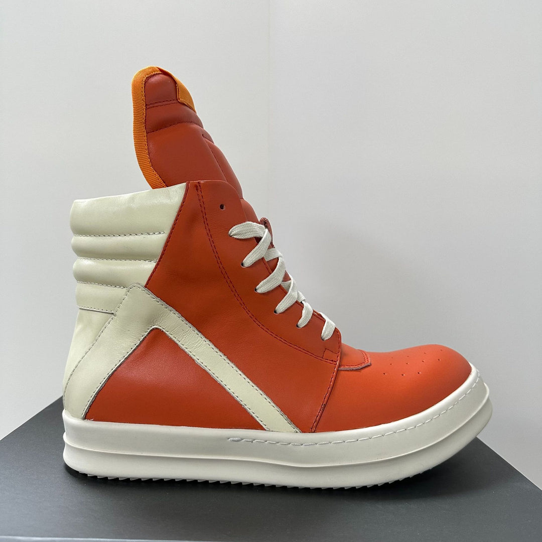 High-Top Sneakers Genuine Leather Thick-Soled Athletic Shoes
