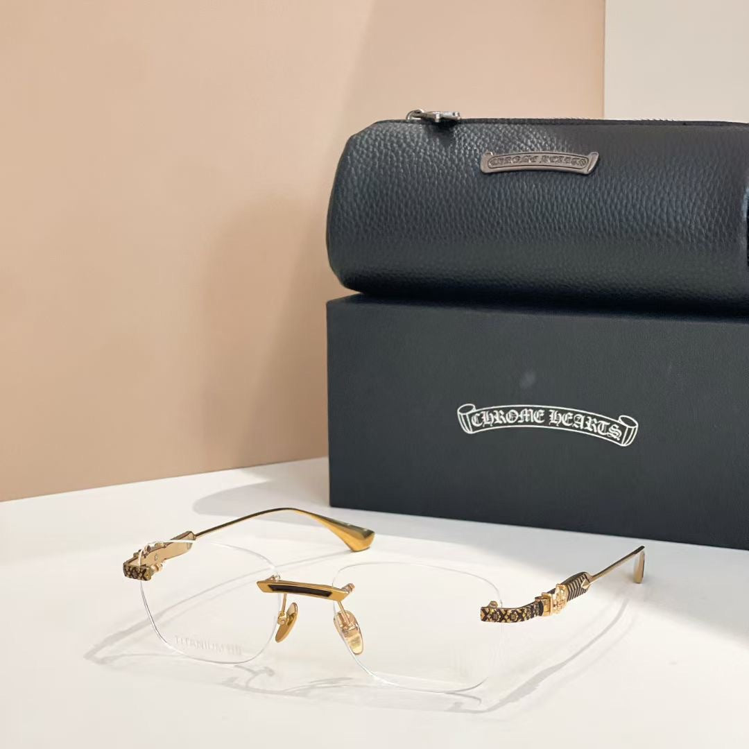 Chrome Hearts rimless oval frame glasses