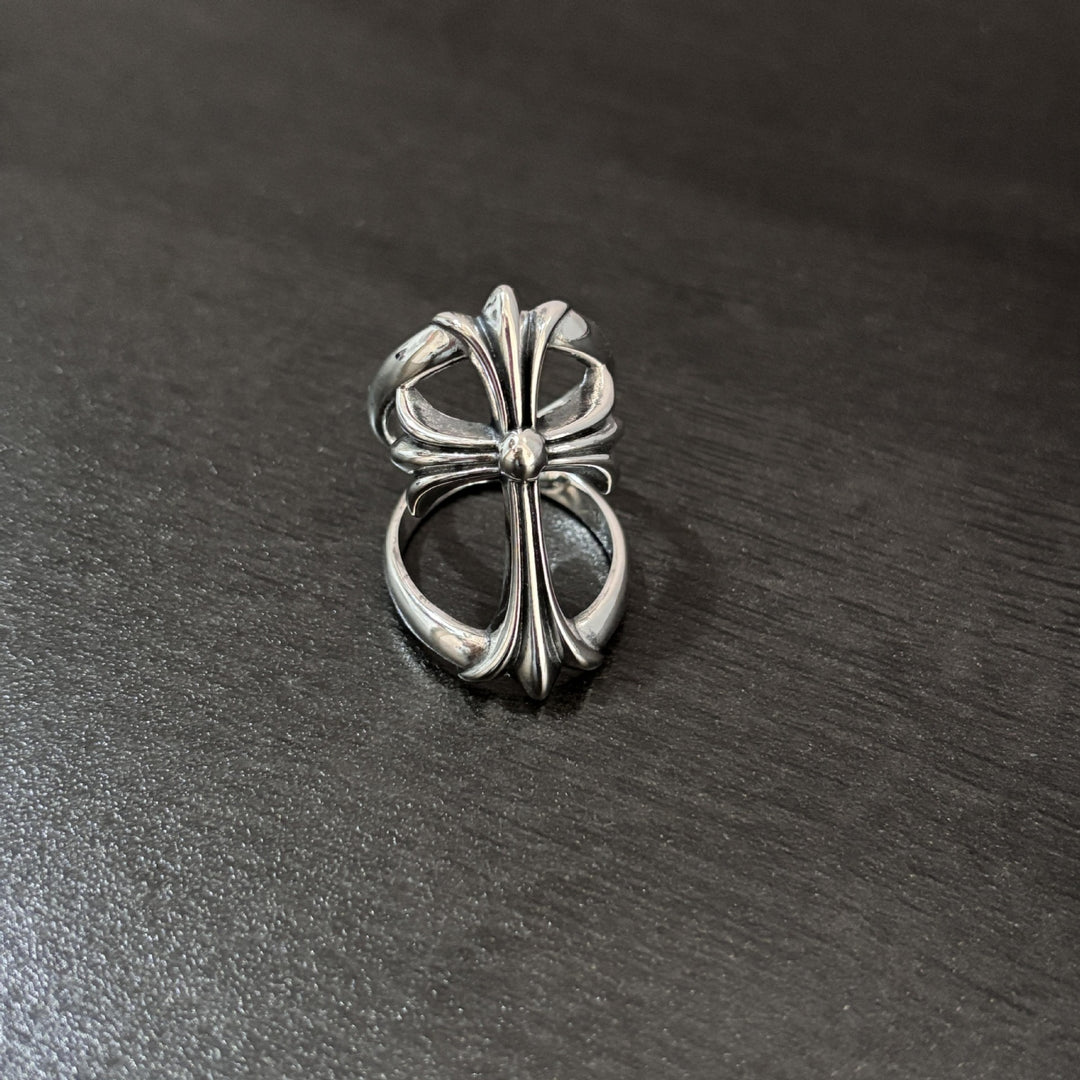 Chrome Hearts Openwork Cross Ring with Diamond Accents