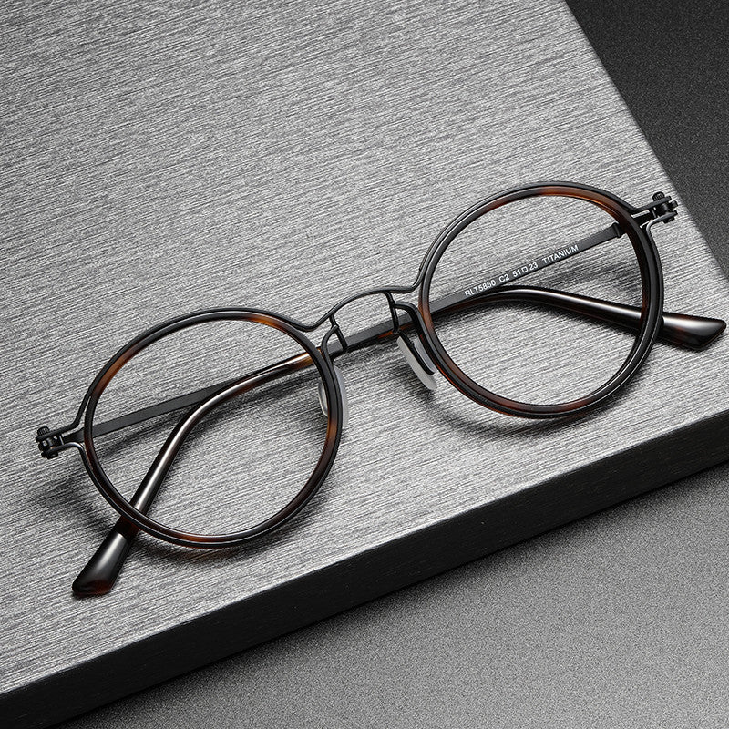 Retro Round Glasses Black Metal Optical Eyewear