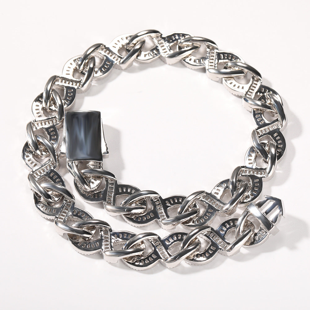 Geometric "T" & Infinity 15mm Diamond-Encrusted Cuban Chain